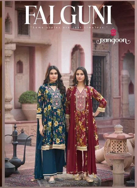 Falguni By Rangoon Cotton Print With Fancy Work Top With Bottom Dupatta Wholesalers In Delhi